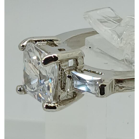 3.5 CT Vintage Princess Cut CZ Engagement Ring Silver Tone White Gold GP Size 10 - Picture 11 of 16